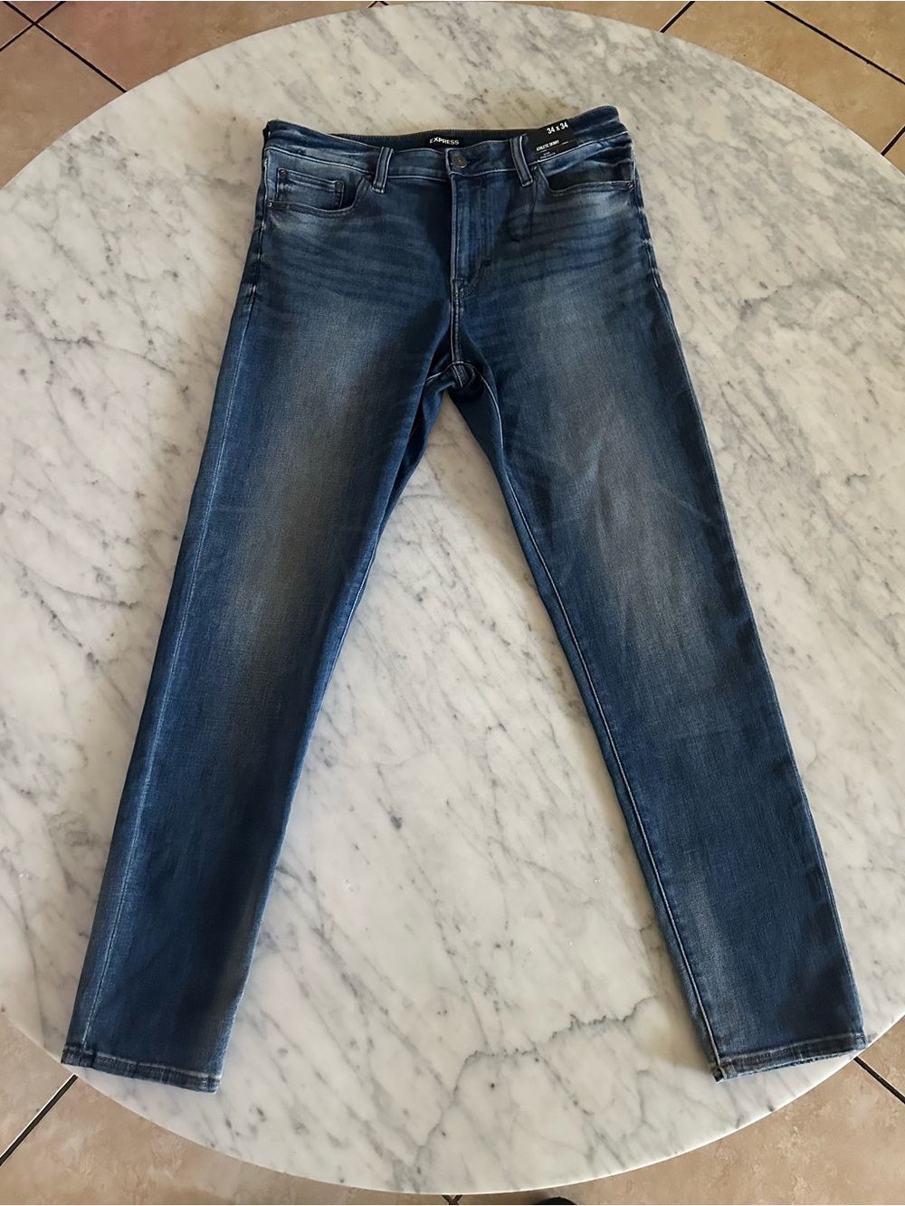 Express Athletic Skinny Jeans Men’s 34x34 Medium Wash Stretch Denim Blue